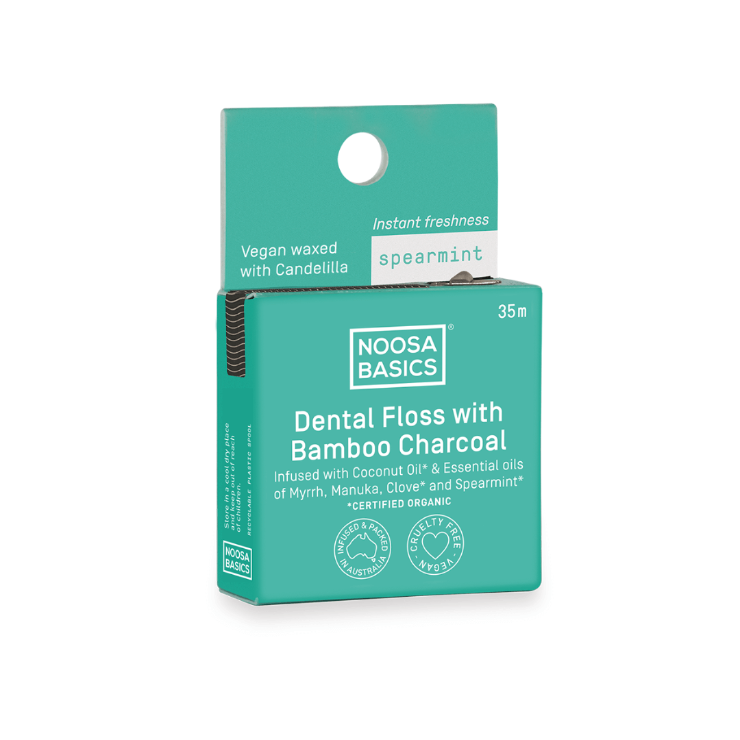 Noosa Basics Spearmint Dental Floss with Activated Charcoal 35m