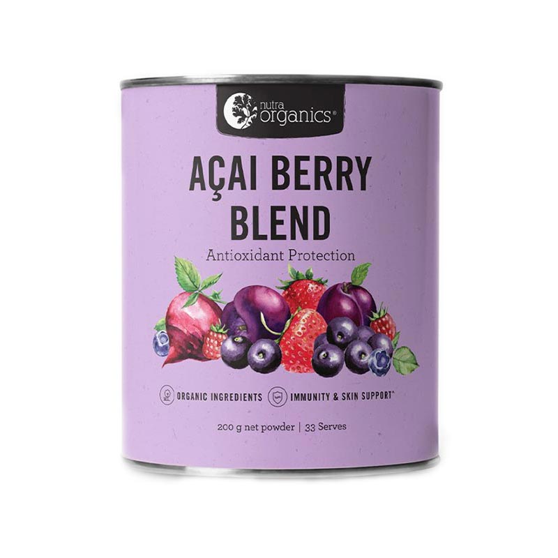 Nutra Organics Acai Berry Blend 200g front pack image