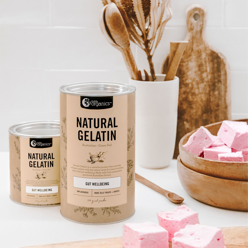 Nutra Organics Natural Gelatin Unflavoured serving suggestion