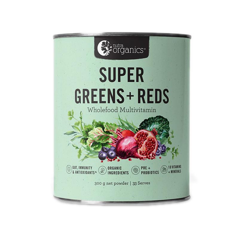 Nutra Organics Super Greens + Reds Powder 300g pack image