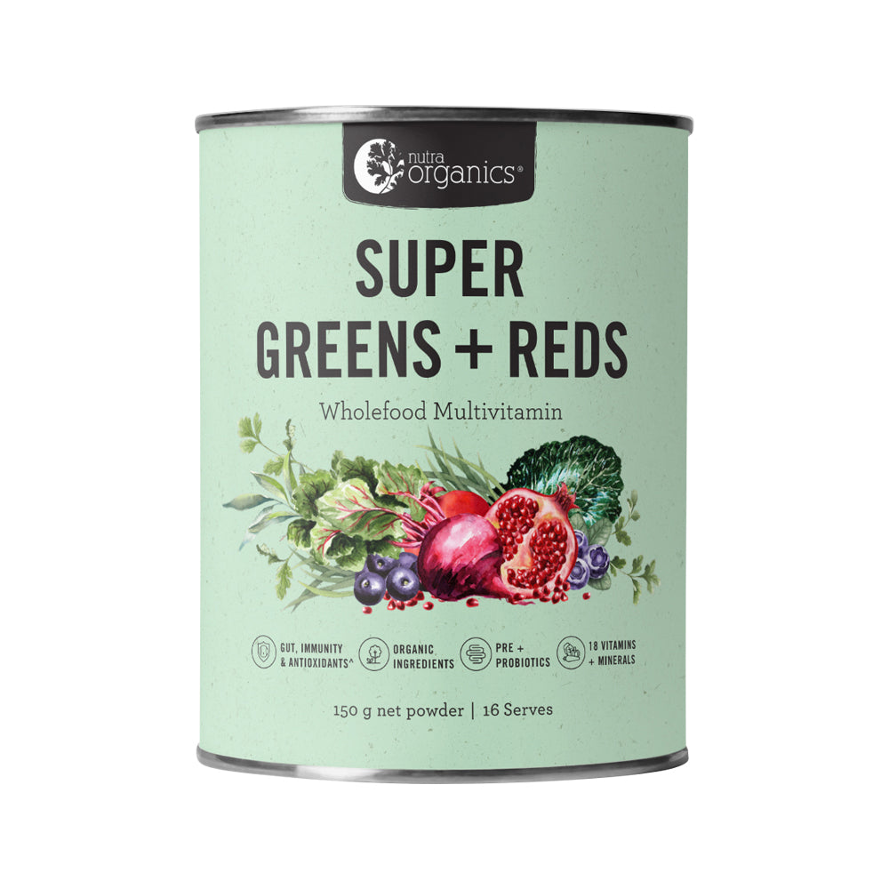 Nutra Organics Super Greens + Reds Powder 150g pack image