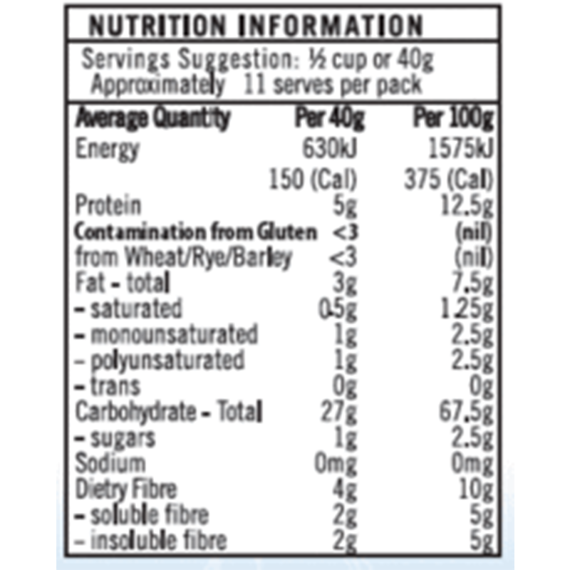 GF Oats Organic Oats 500g