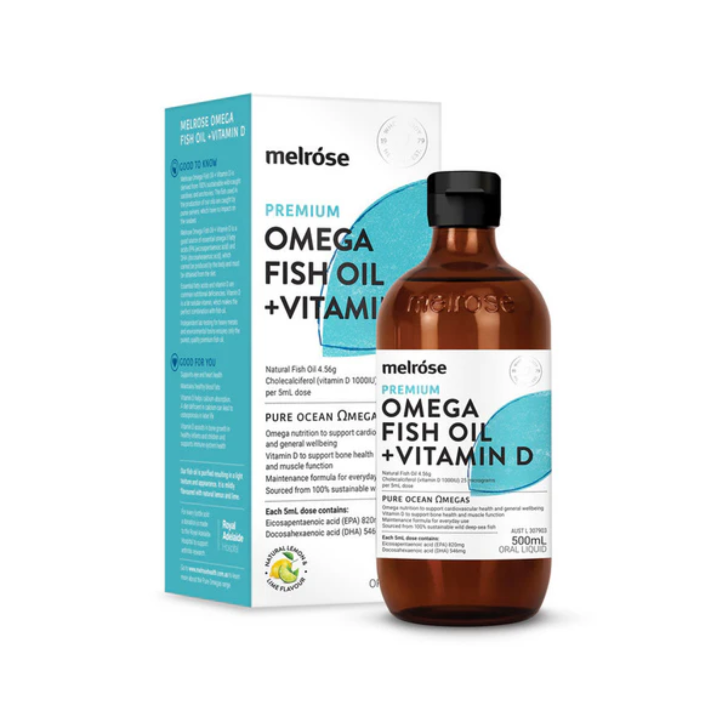 Melrose Fish Oil + Vitamin D (Brain & Bone) 500ml front pack