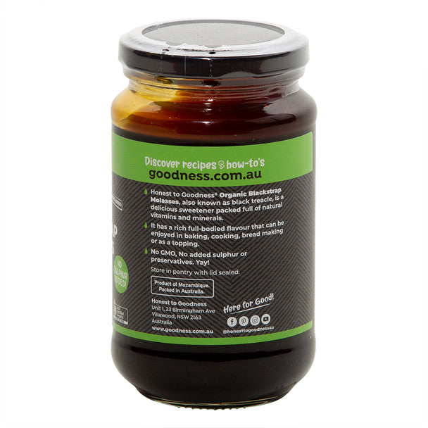 Honest To Goodness Certified Organic & Vegan Blackstrap Molasses 450g