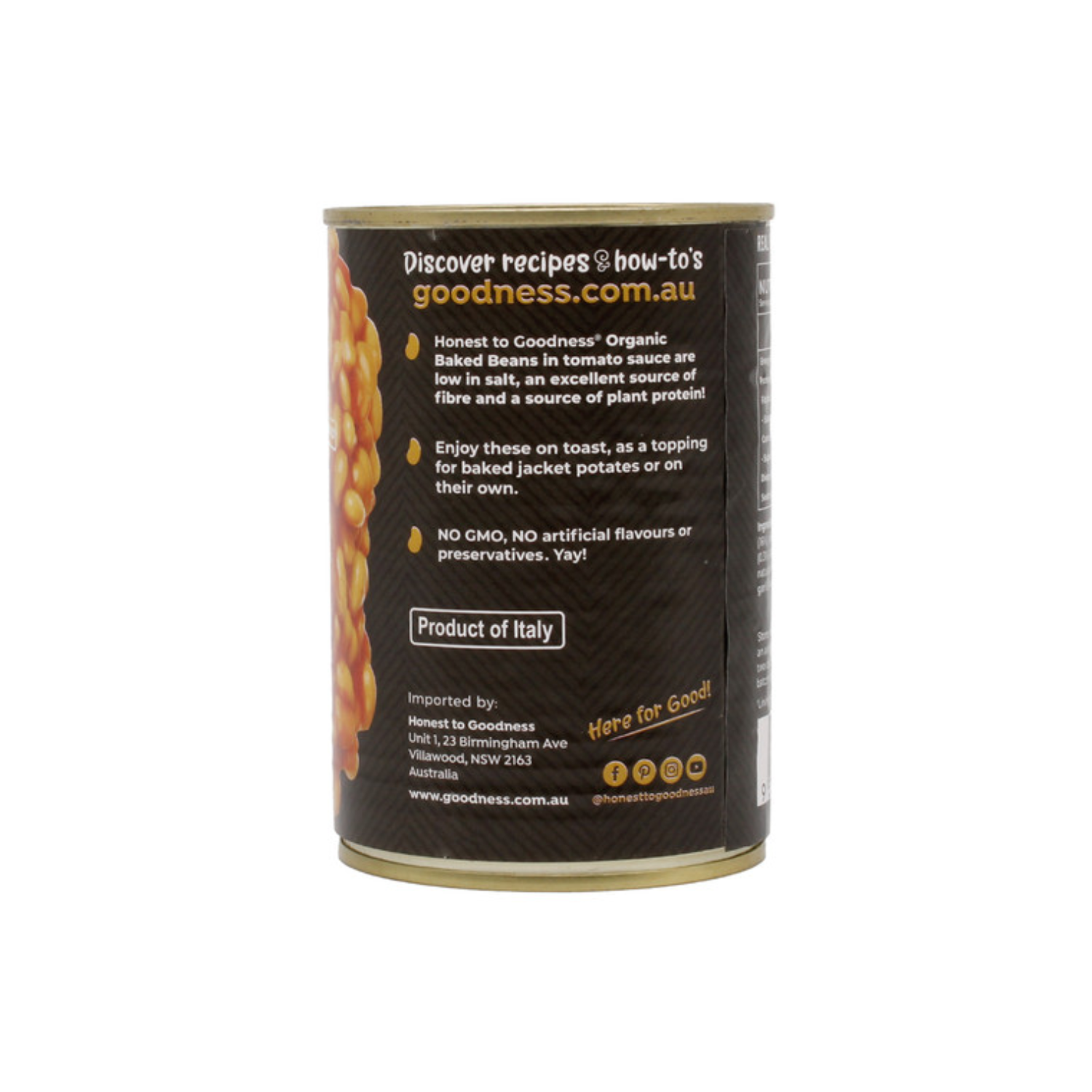 Honest to Goodness Organic Baked Beans in Tomato Sauce 400g