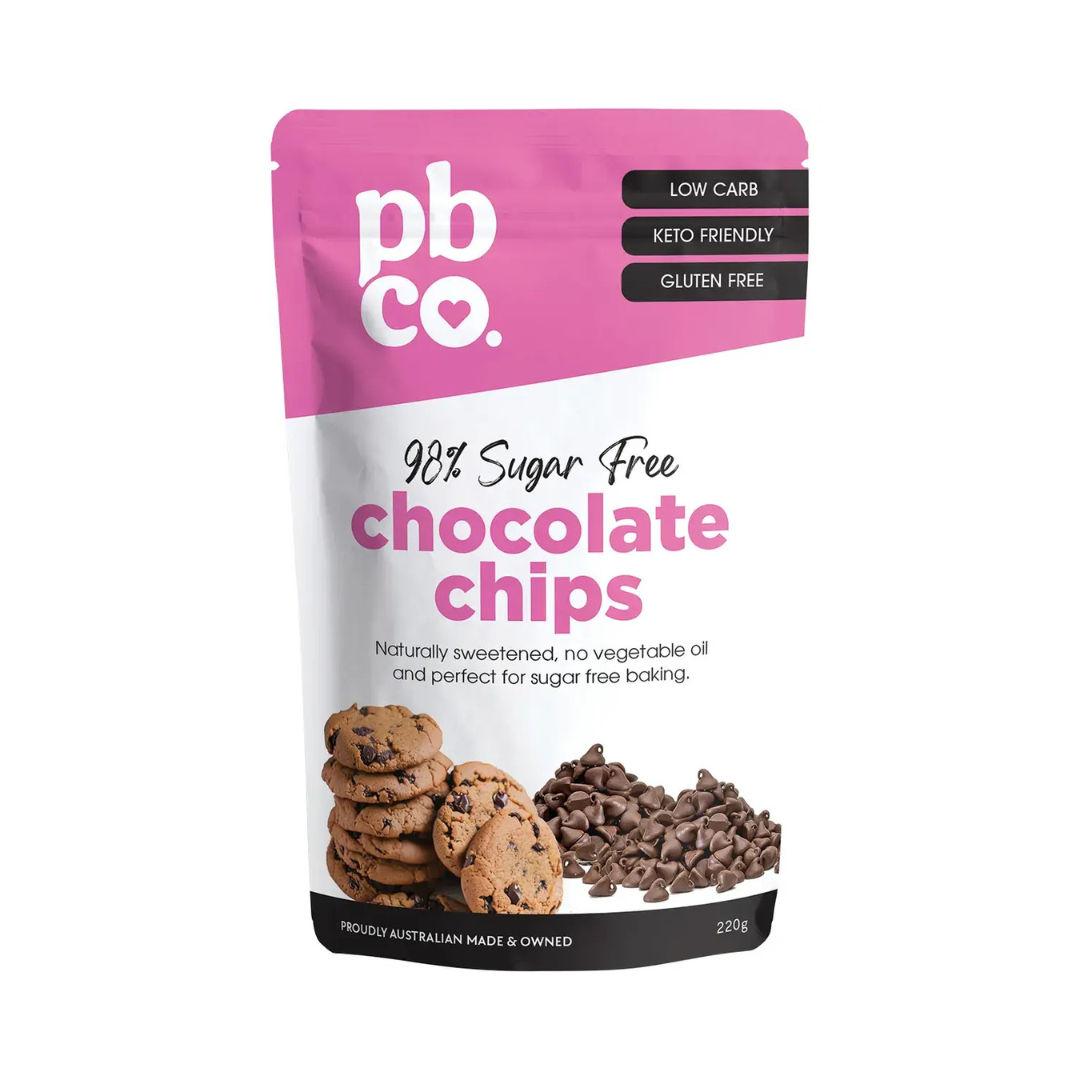 PBCo Chocolate Chips 98% Sugar Free 220g