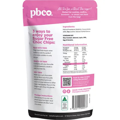 PBCo Dark Chocolate Chips No Added Sugar 220g