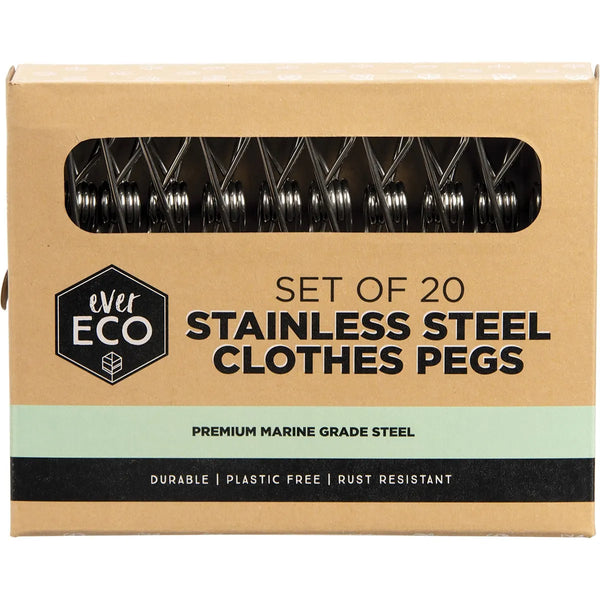 Ever Eco Stainless Steel Clothes Pegs Premium Marine Grade 20 Pack