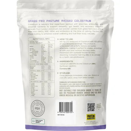 Protein Supplies Australia Colostrum Grass Fed Pure 20% Immunoglobulin (IgG) 500g