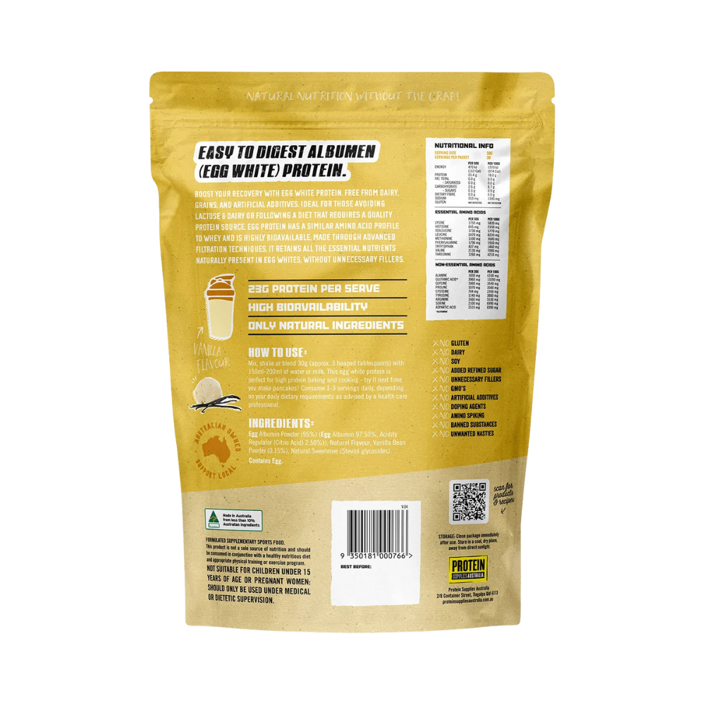Protein Supplies Australia Paleo Pro Egg White Protein Vanilla 900g