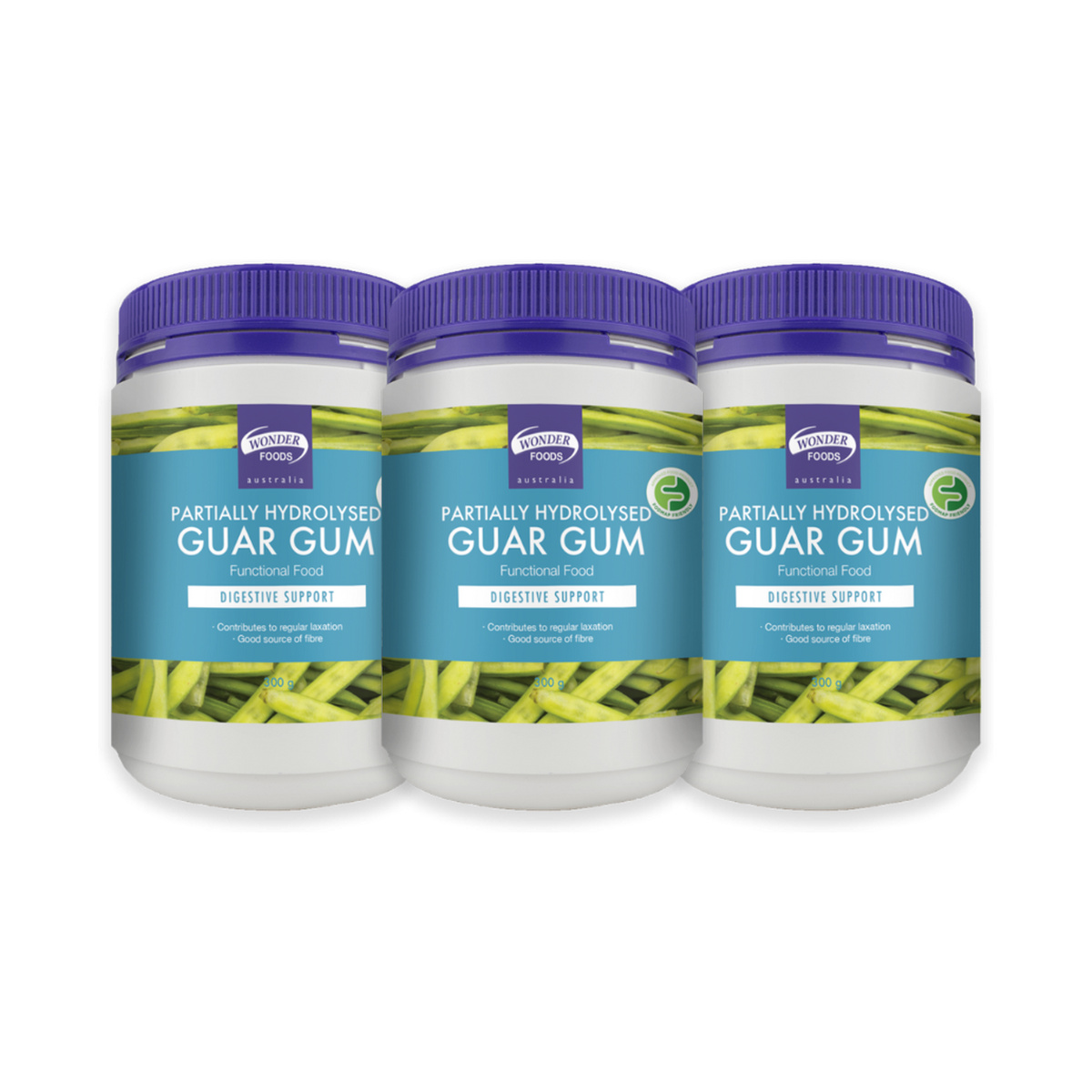 Wonder Foods Partially Hydrolysed Guar Gum 300g 3 Pack product packshot