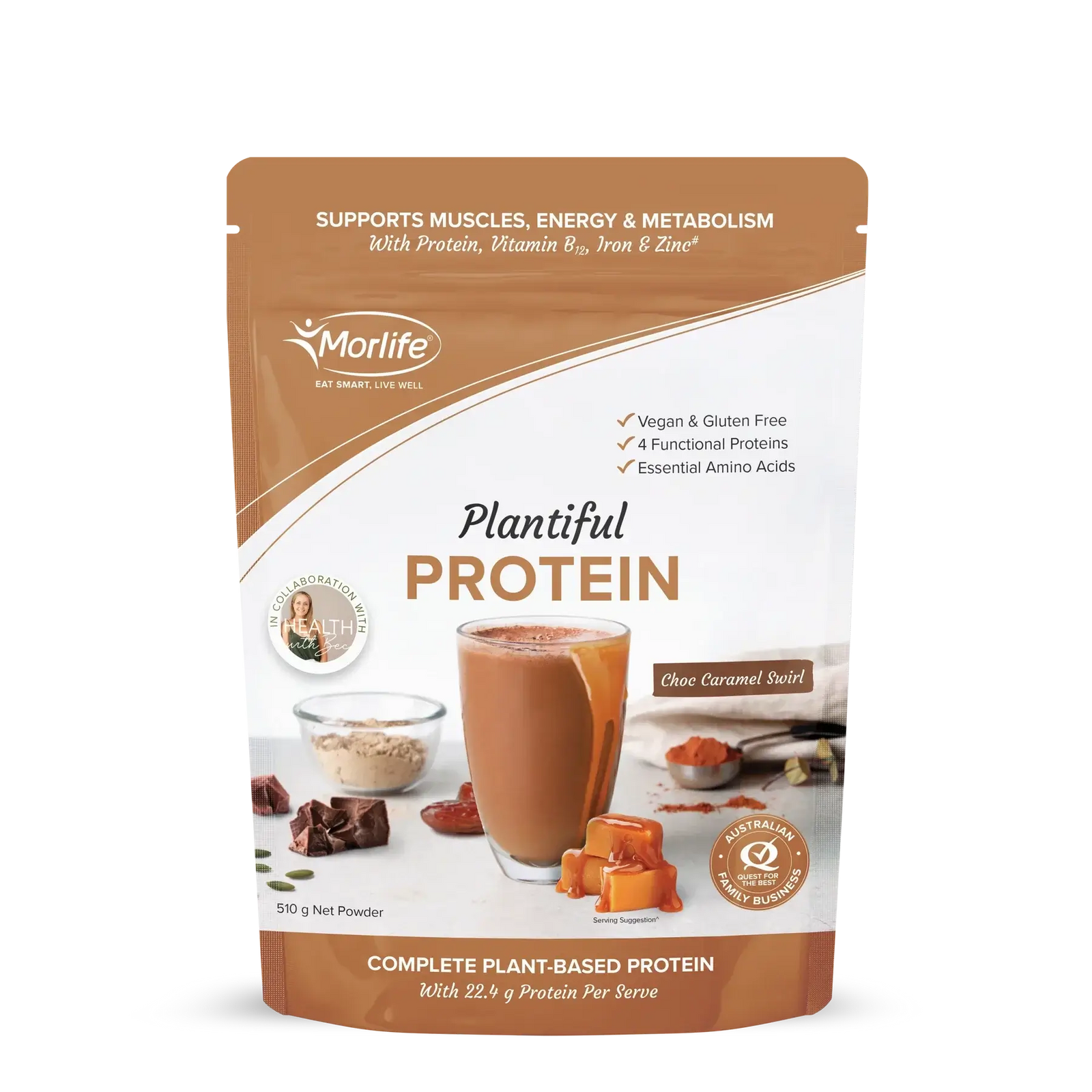 Morlife Plantiful Protein Choc Caramel Swirl 440g