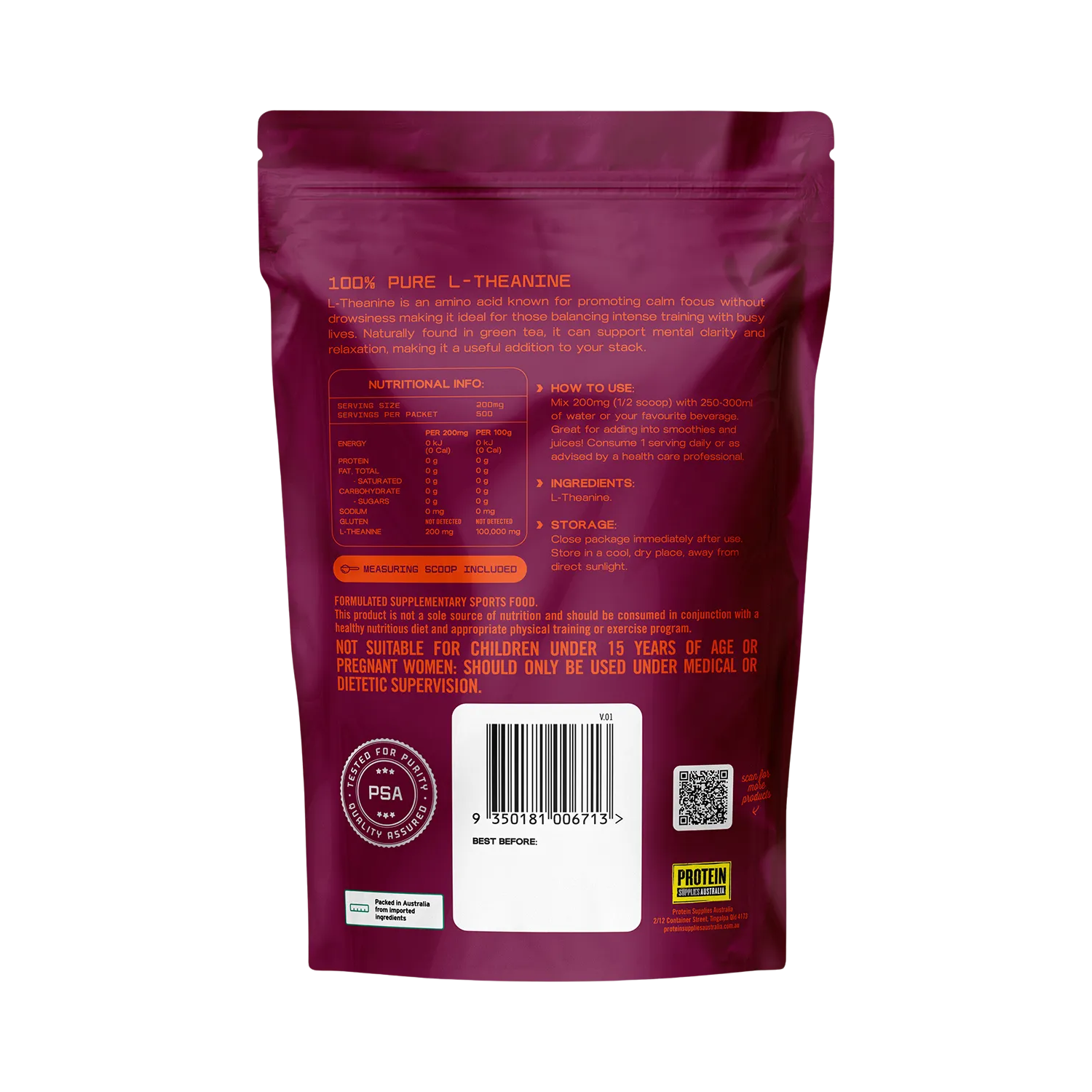 Protein Supplies Australia L-Theanine 100g product image 2