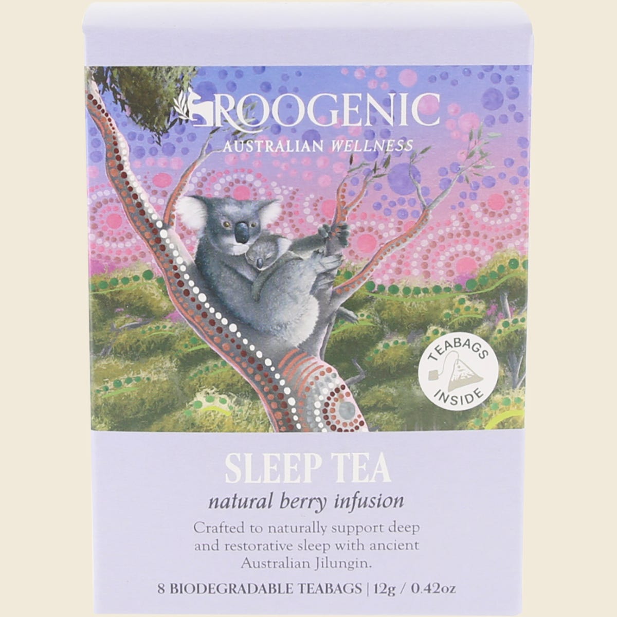 Roogenic Sleep Tea Natural Berry 8 Tea Bags — supplier pack