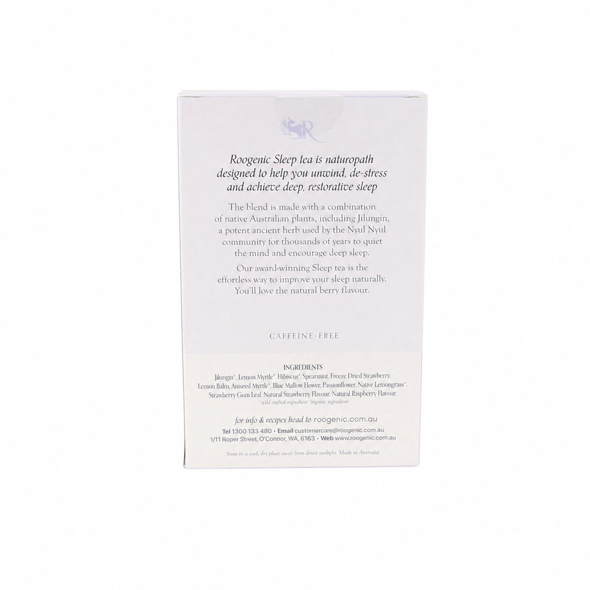 Roogenic Sleep Tea Berry Loose Leaf 65g – back label