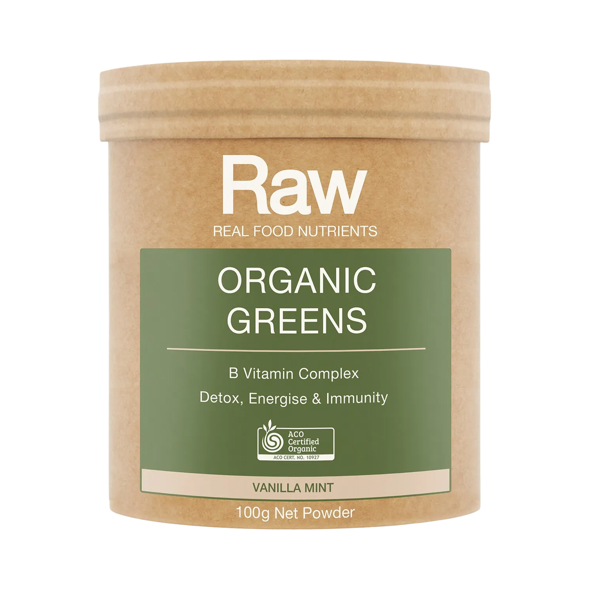 Amazonia Raw Organic Greens Vanilla Mint 100g pouch