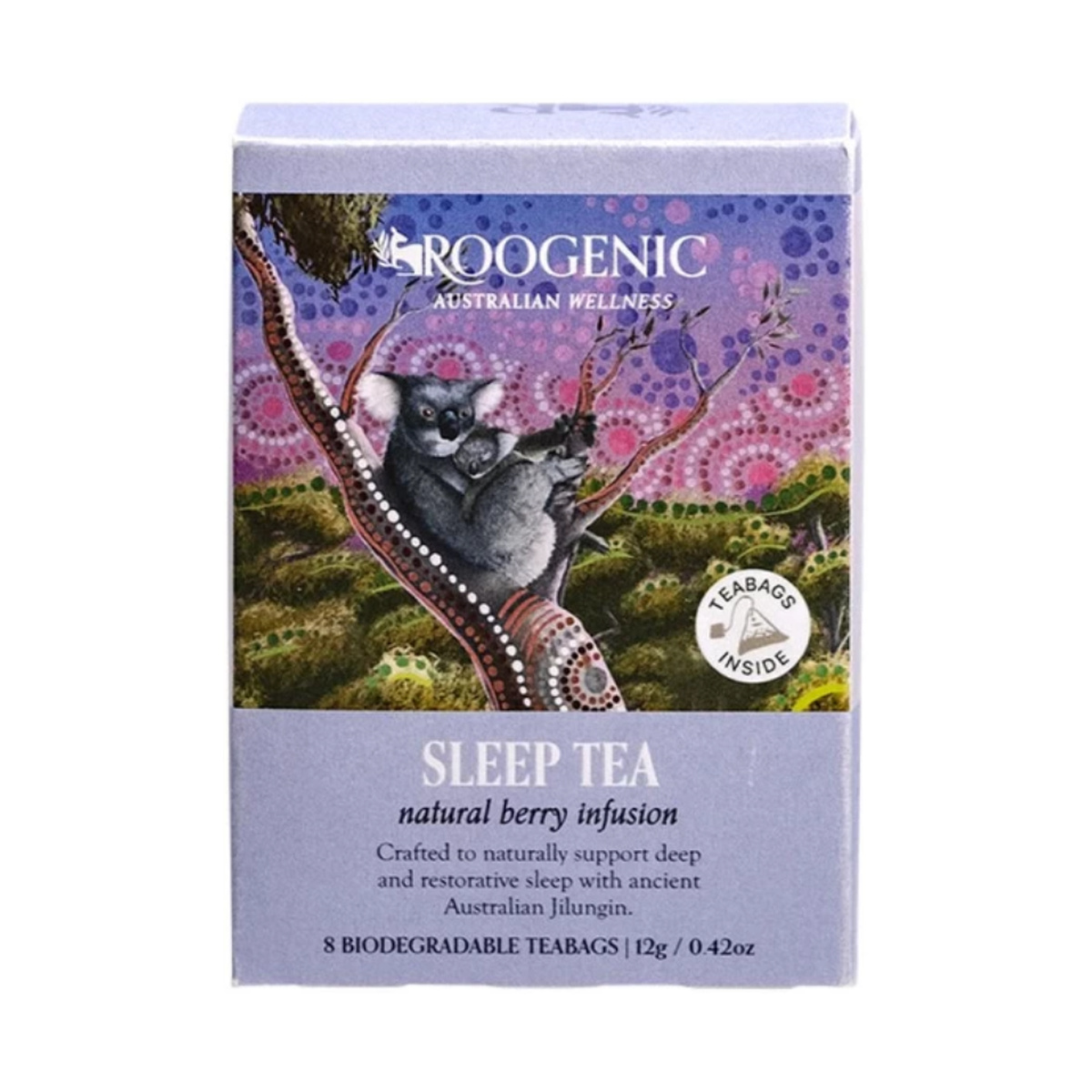 Roogenic Sleep Tea Berry 8 tea bags — original smaller-pack photo