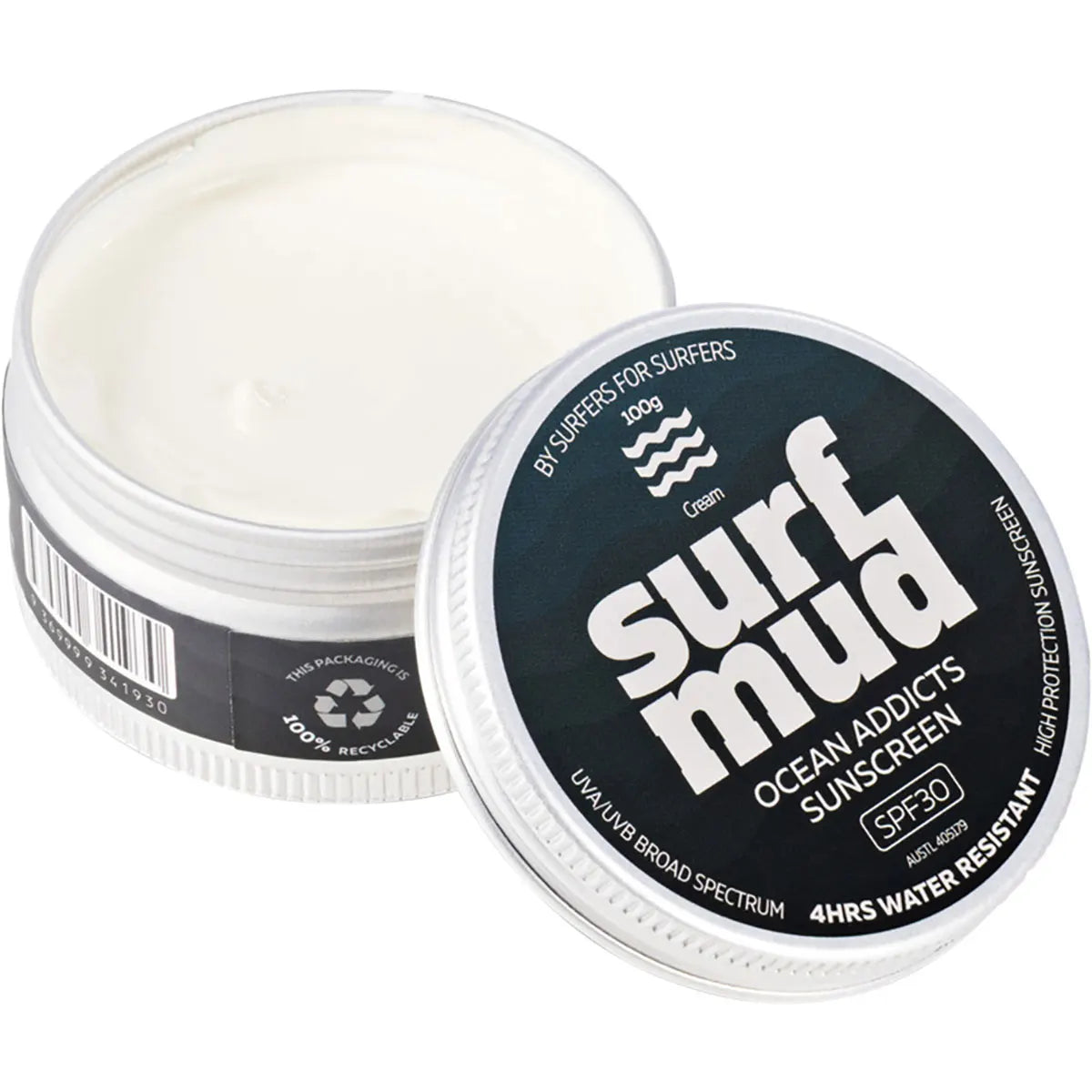 SURFMUD Ocean Addicts Sunscreen SPF 30 Tin 100g