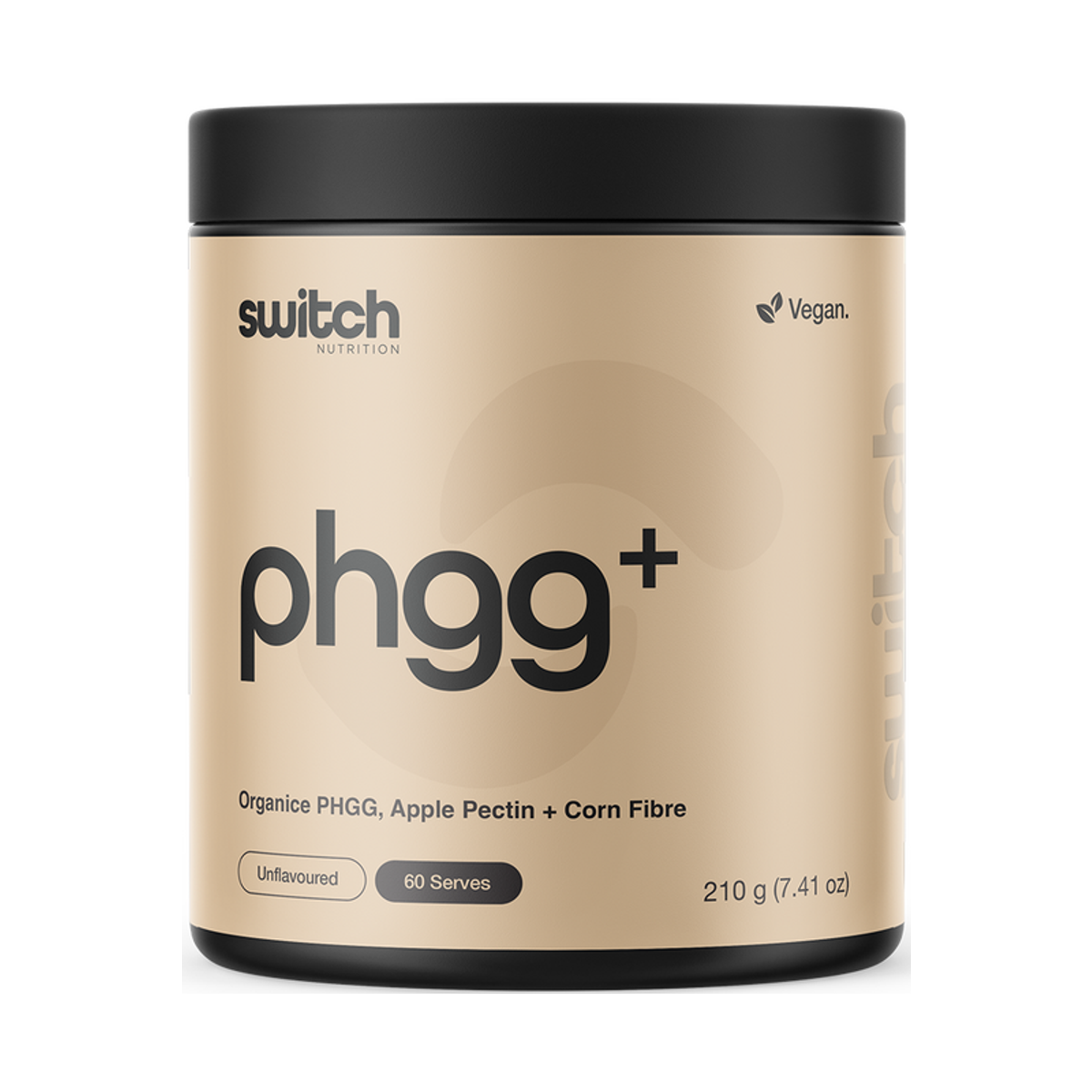 Switch Nutrition PHGG+ Unflavoured 210g current tub on a white background