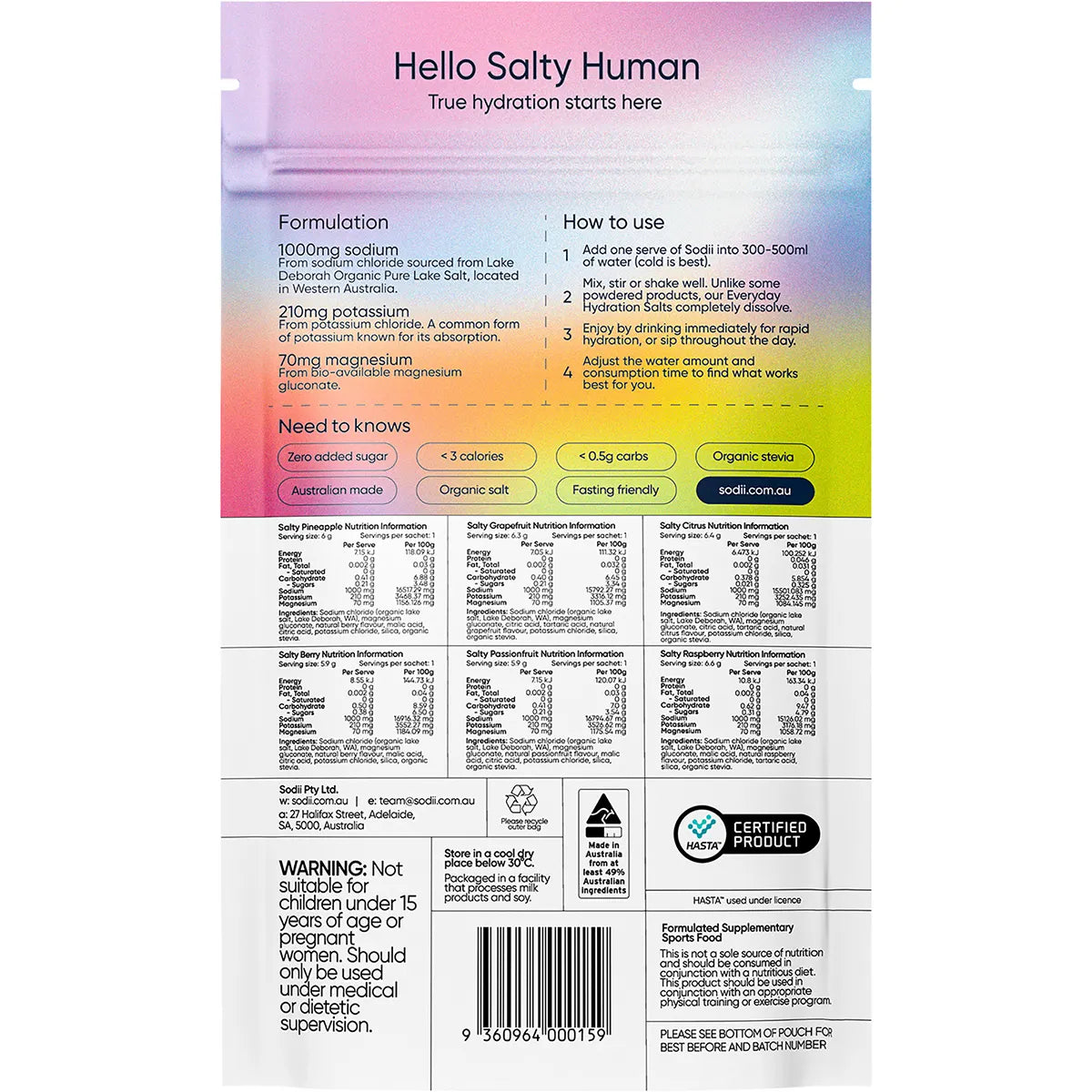Sodii Everyday Hydration Salts Mixed Flavour 8 Pack