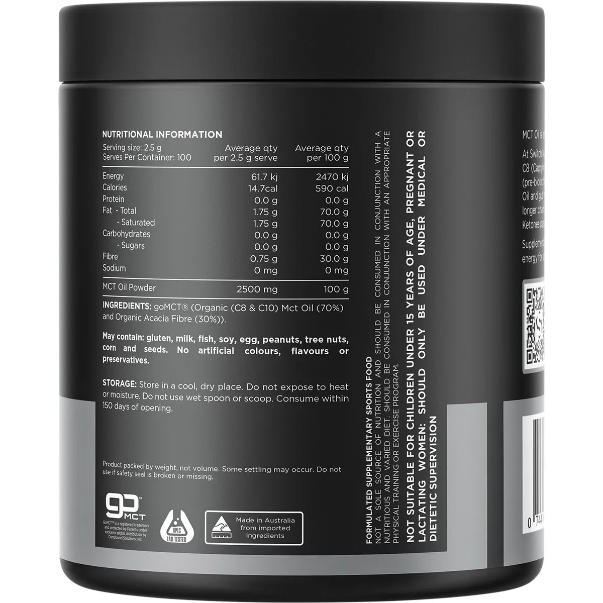 Switch Nutrition MCT Oil Powder Unflavoured 250g