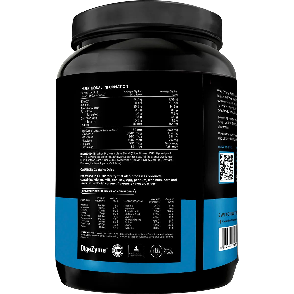 Switch Nutrition WPI Premium Whey Protein Isolate Vanilla Crème 900g