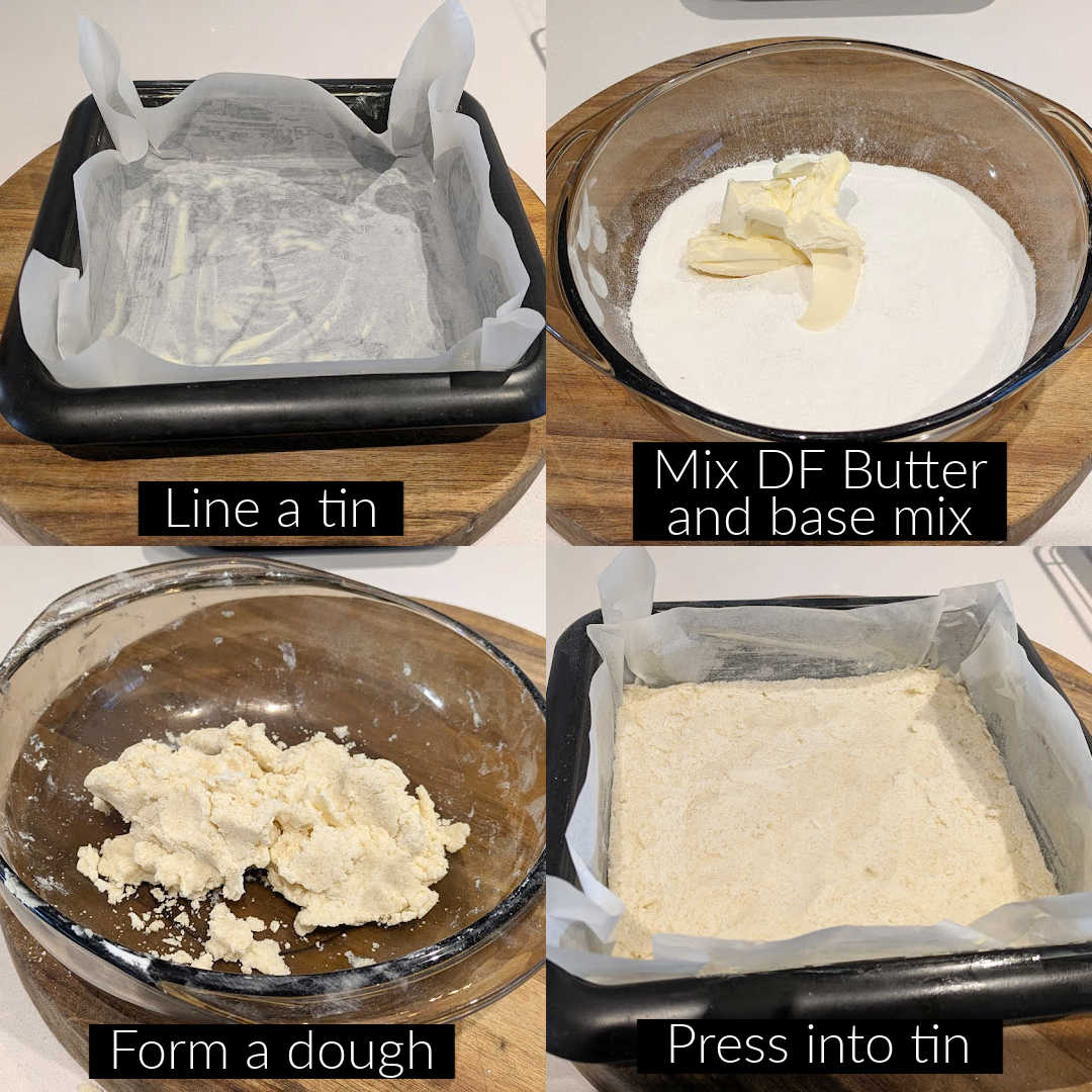 Caramel slice biscuit base preparation