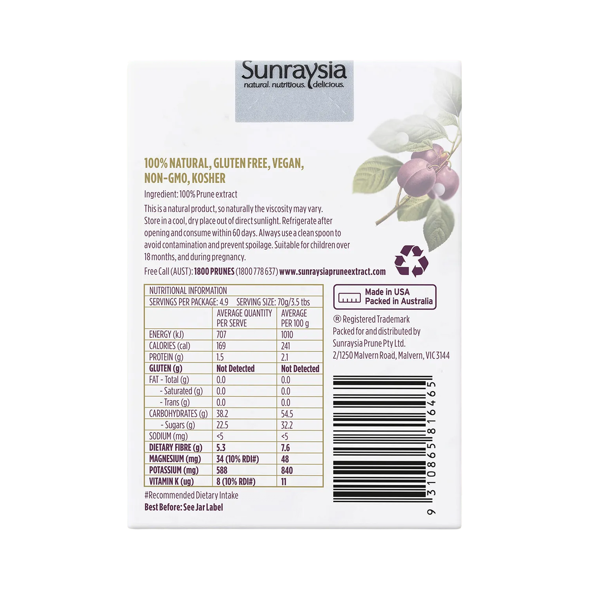 Sunraysia Prune Extract Tonic 340g