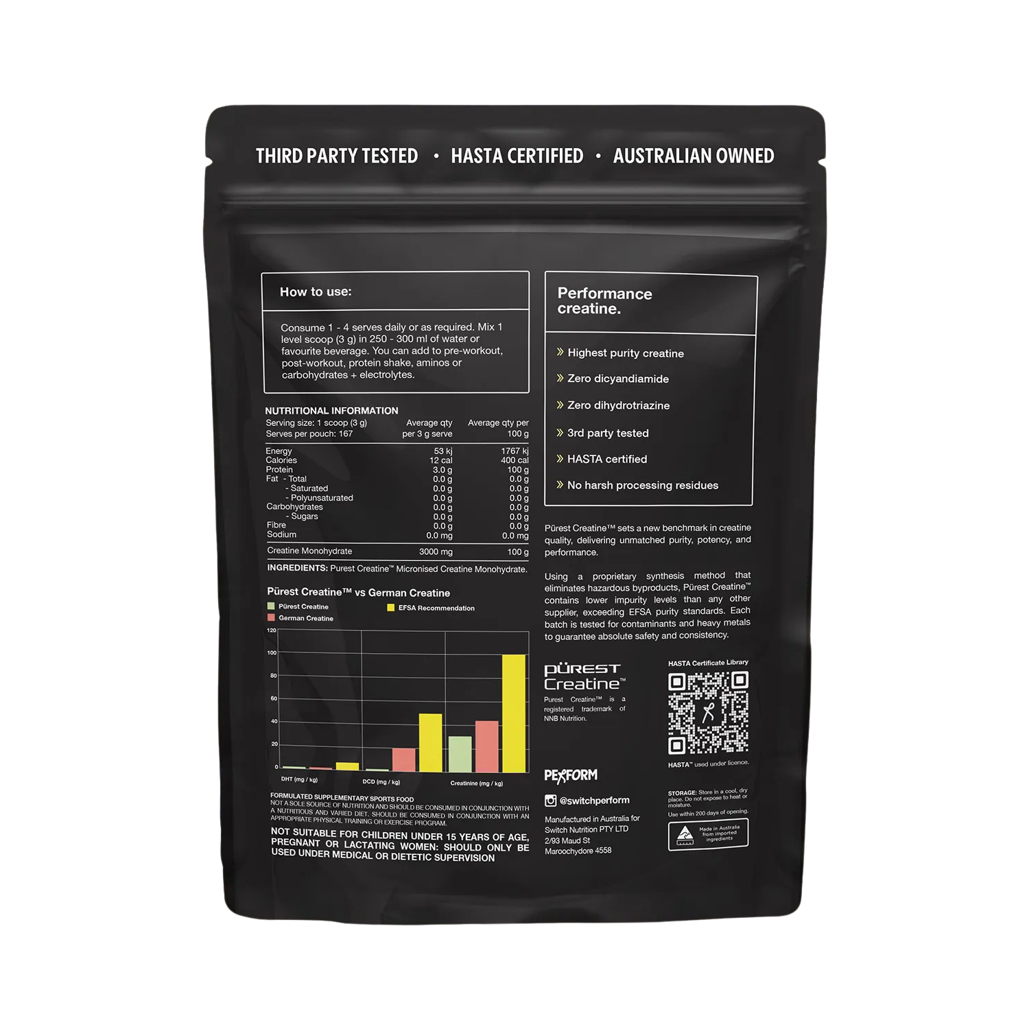 Switch Nutrition Creatine Perform 100% Pure Creapure 500g