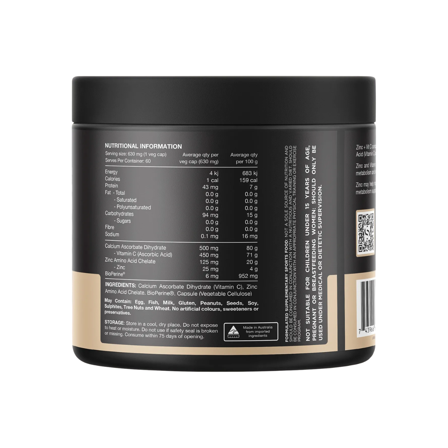 Switch Nutrition Zinc + Vitamin C 60 Capsules