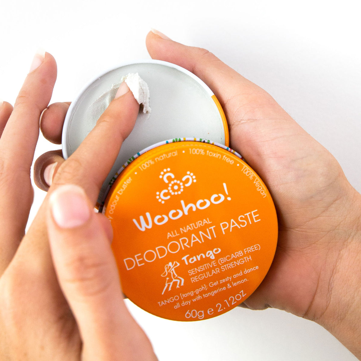 Woohoo Tango Natural Deodorant Paste – paste texture and application