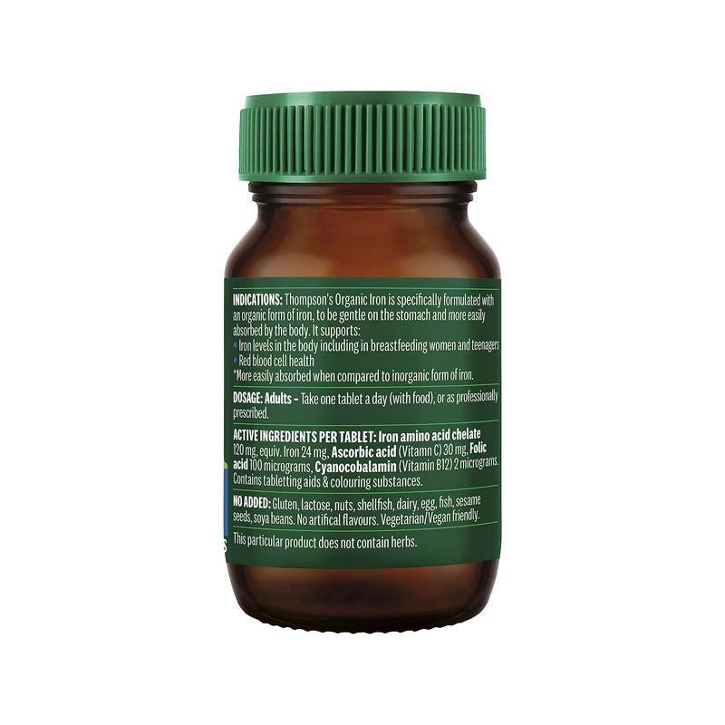 Thompson's Organic Iron 24mg 30 Tablets