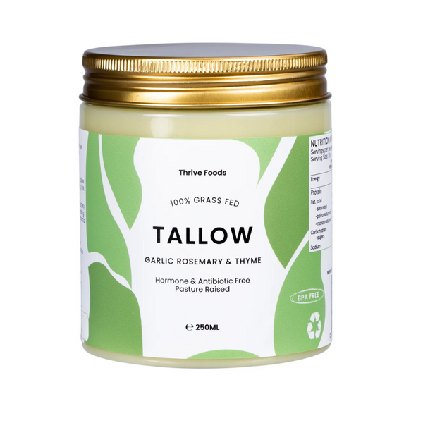 Thrive Tallow 100% Grass Fed Tallow Garlic, Rosemary & Thyme 250ml