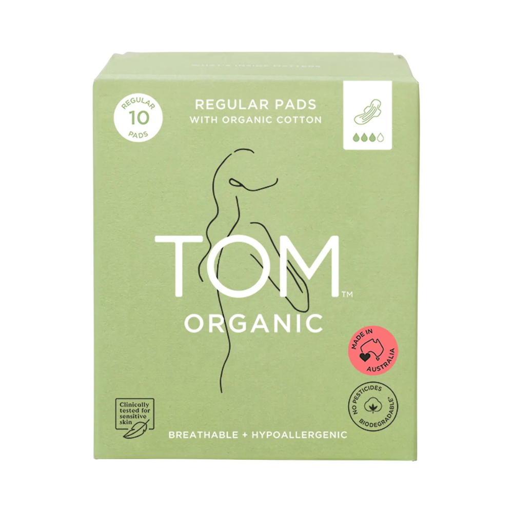 Tom Organic Cotton Pads with Wings Regular 10 pack
