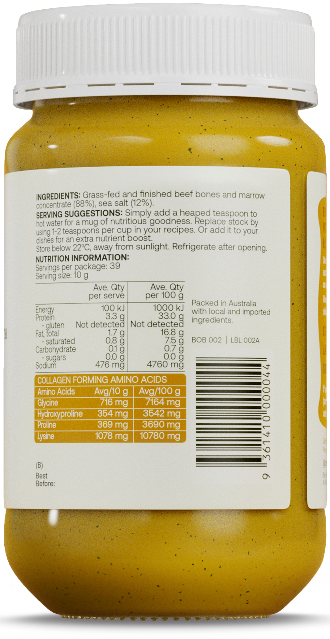 Best of the Bone Bone Broth Beef Concentrate Organic Turmeric Ginger Black Pepper 390g gallery image 4
