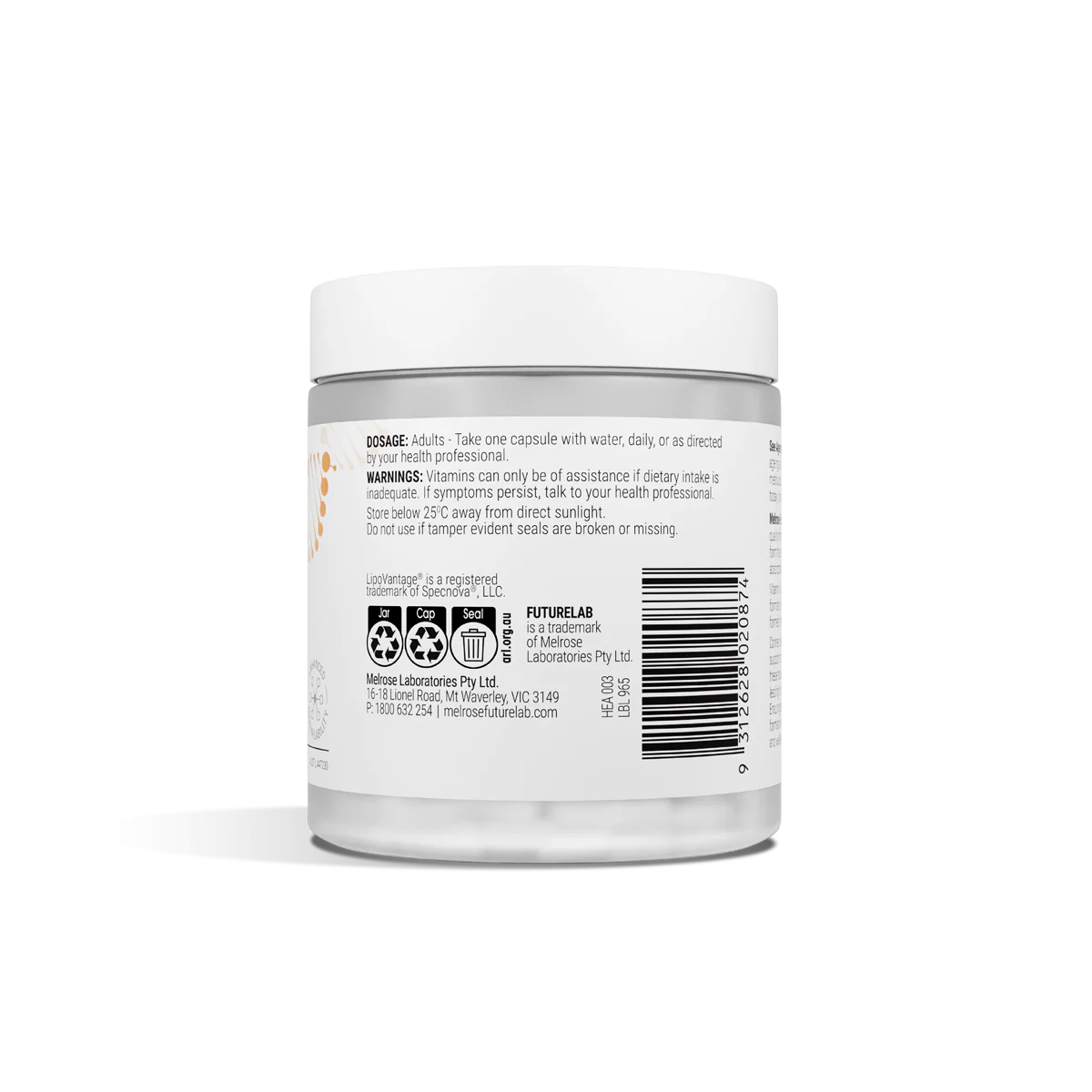Melrose FutureLab Vitamin C Liposomal 30 Capsules information panel