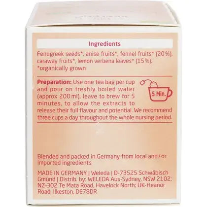 Weleda Nursing Tea Bags 20 Pack — tea carton ingredients side