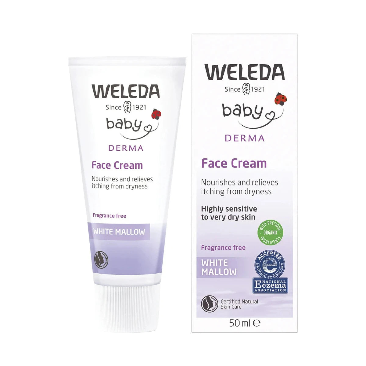 Weleda Baby Derma White Mallow Facial Cream 50ml product packshot
