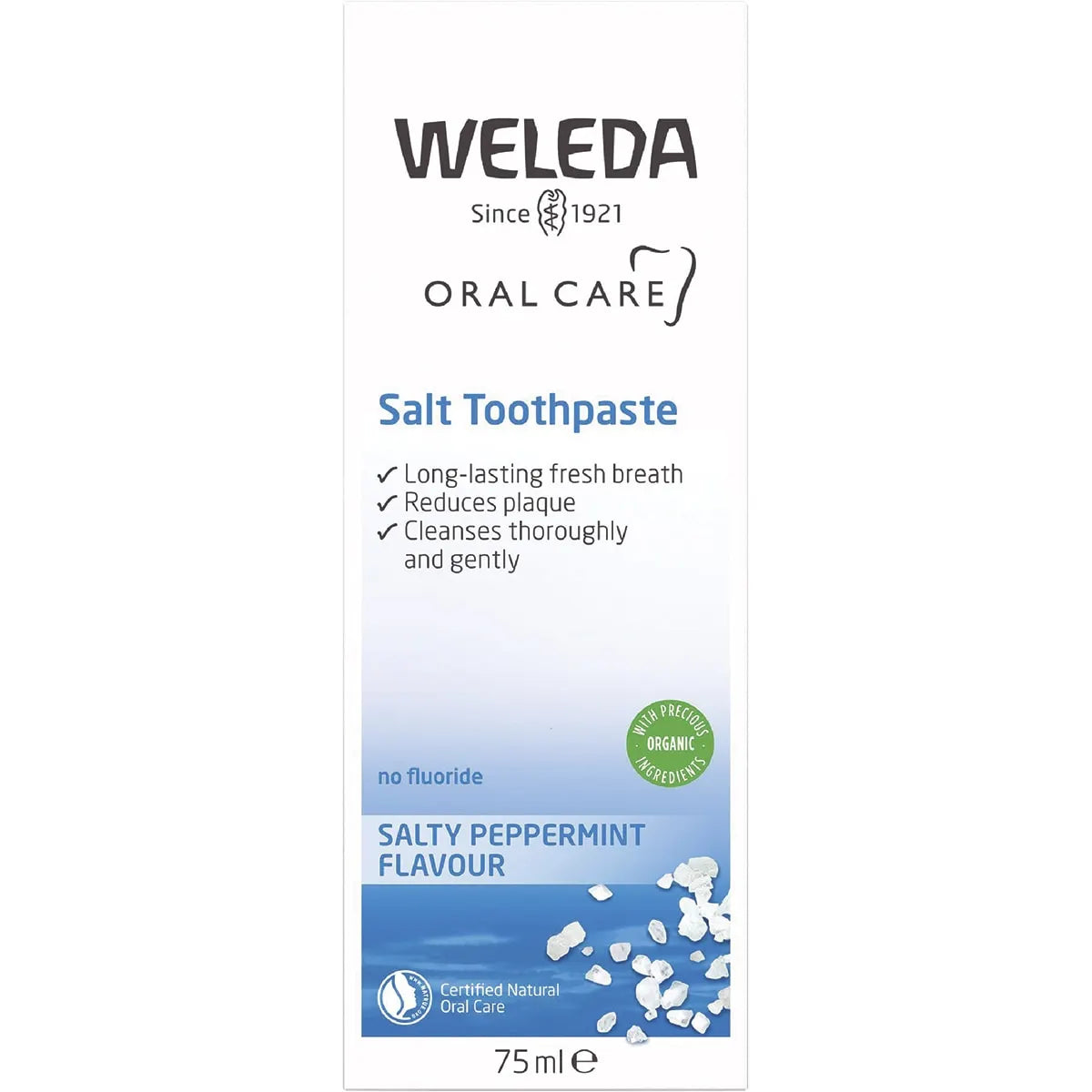 Weleda Salt Toothpaste Salty Peppermint Flavour 75ml — toothpaste carton front