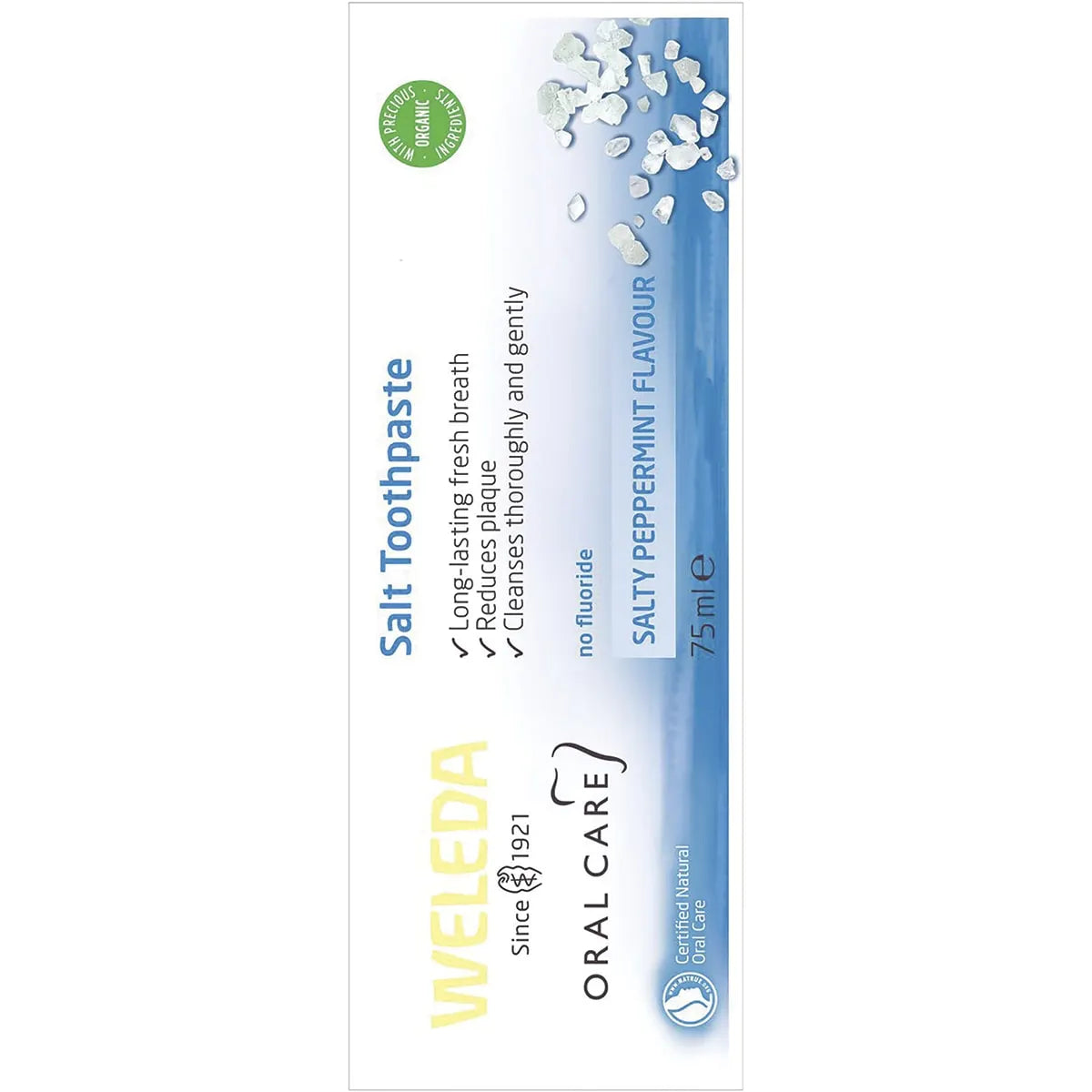 Weleda Salt Toothpaste Salty Peppermint Flavour 75ml — toothpaste carton side