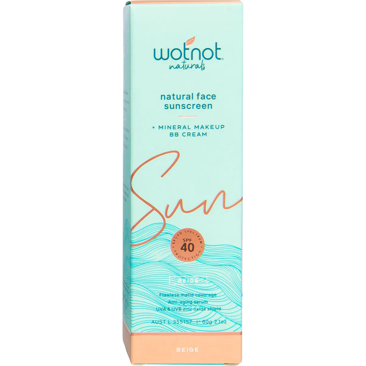 Wotnot Natural Face Sunscreen 40 SPF Beige BB Cream 60g
