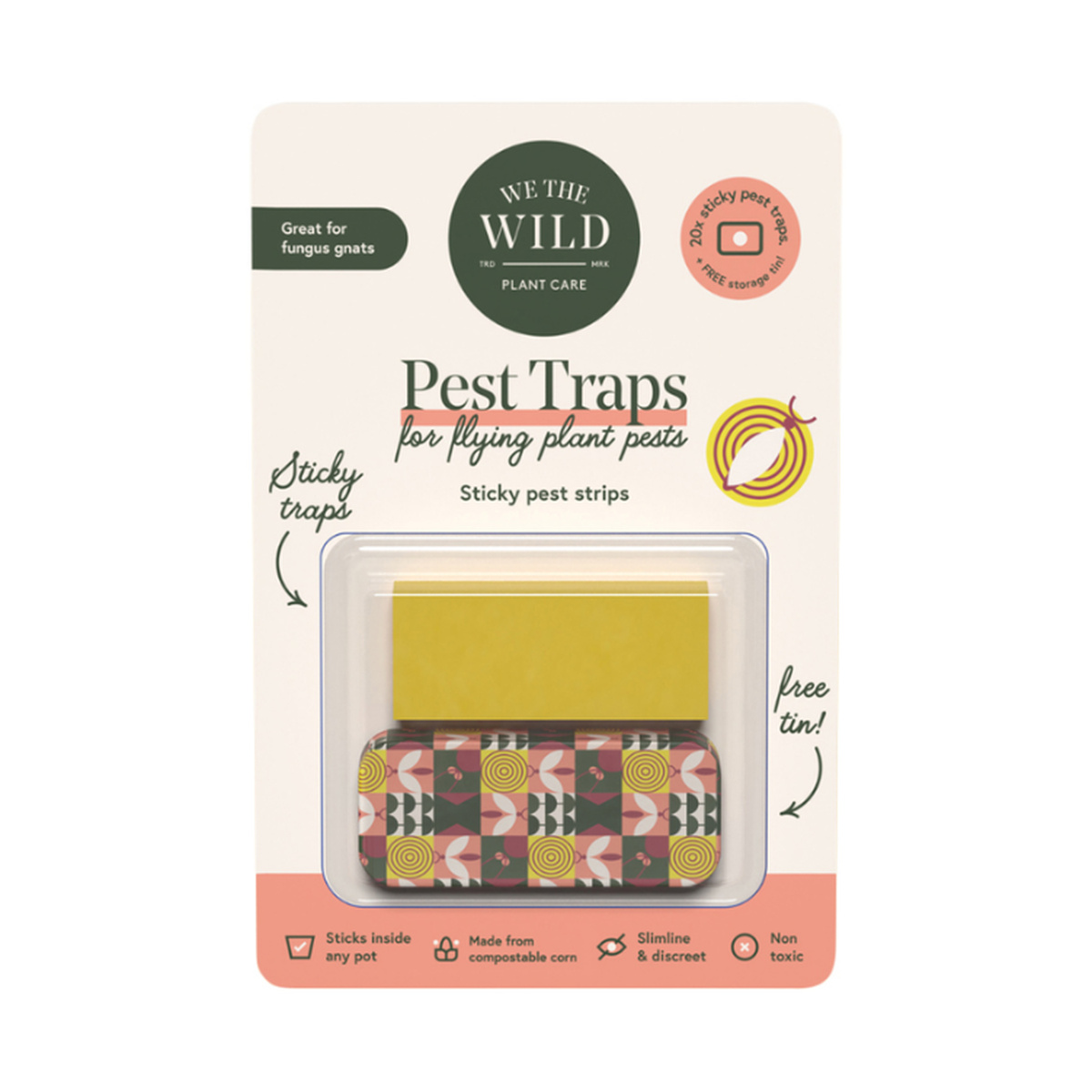 We The Wild Plant Care Pest Traps (For Flying Plant Pests) Sticky Pest Strips + Storage Tin x 20 Pack product packshot