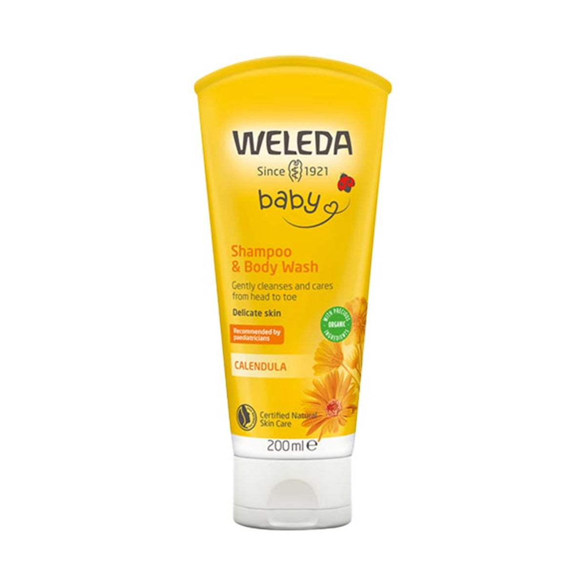 Weleda Baby Organic Shampoo & Body Wash Calendula 200ml product packshot