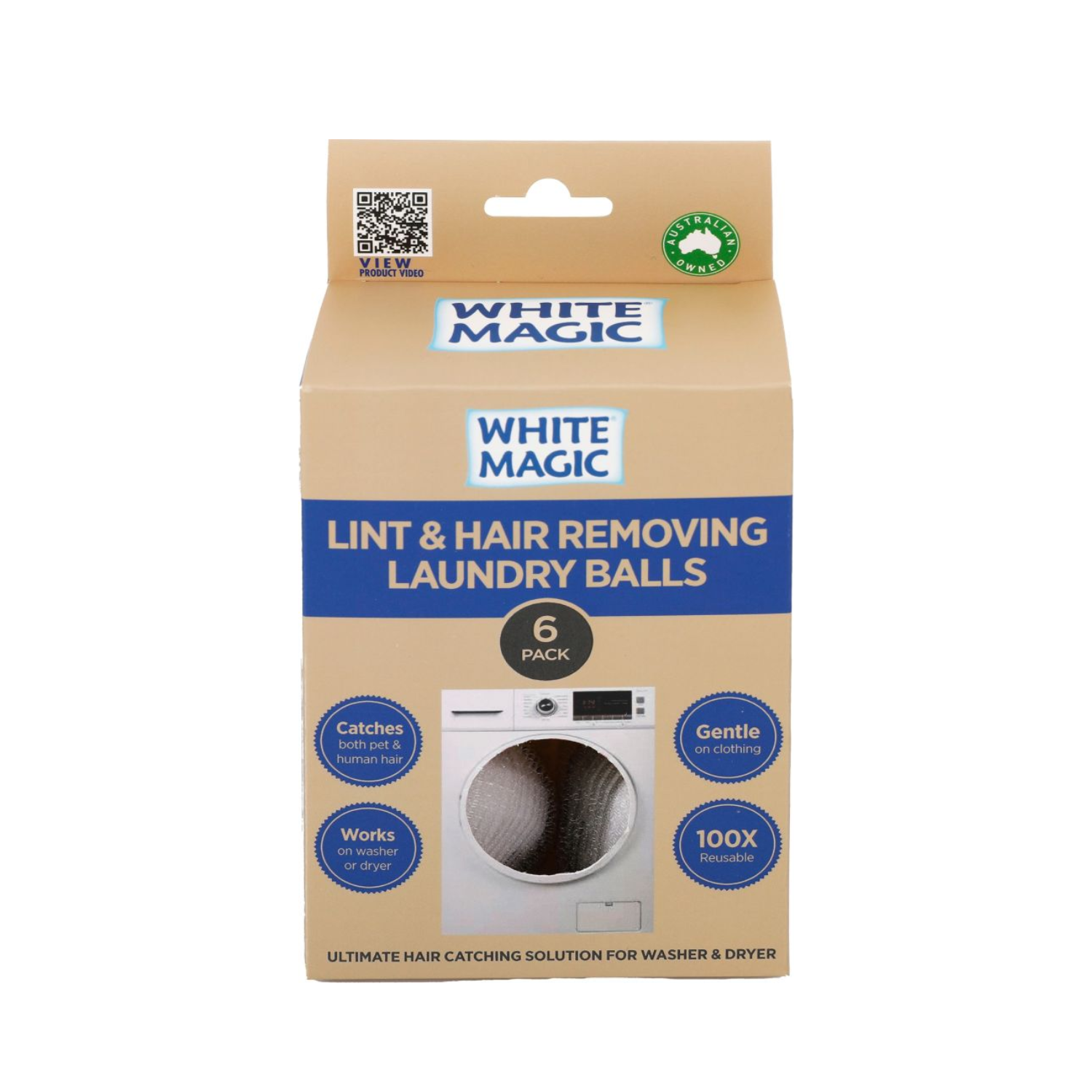 White Magic Laundry Ball Lint & Hair Removing 6 Pack