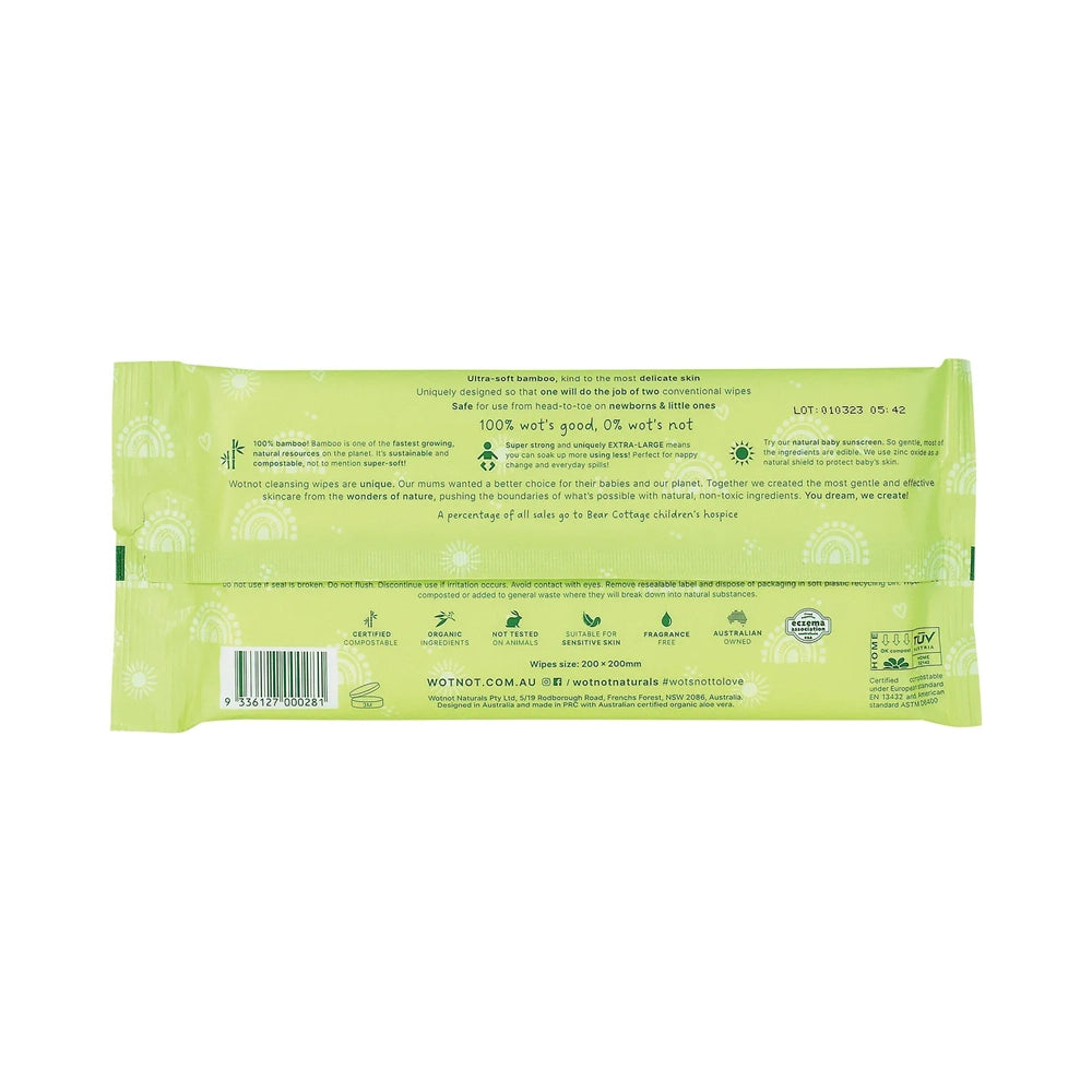Wotnot Naturals Baby Wipes for Case Refill Pack 100% Biodegradable 20 Pack
