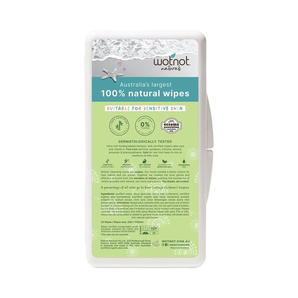 Wotnot Naturals Baby Wipes with Case 100% Biodegradable 20 Pack