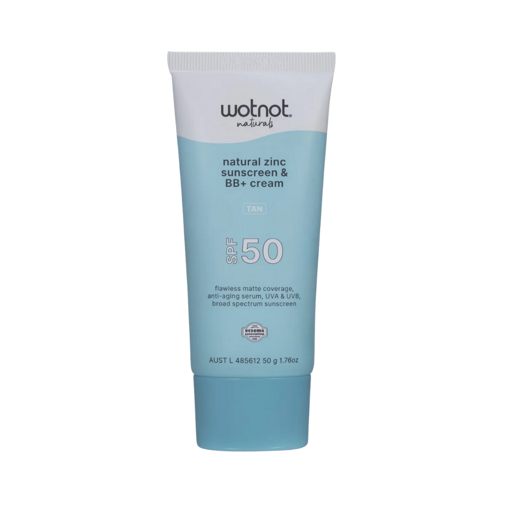 Wotnot Natural Zinc Sunscreen & BB+ Cream SPF 50 Tan 50g