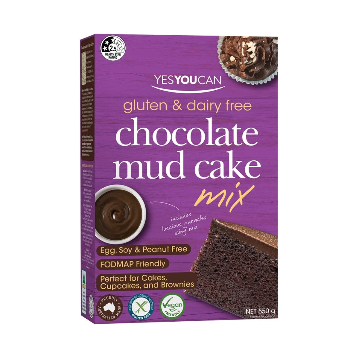 YesYouCan Choc Mud Cake G/F 550g product packshot