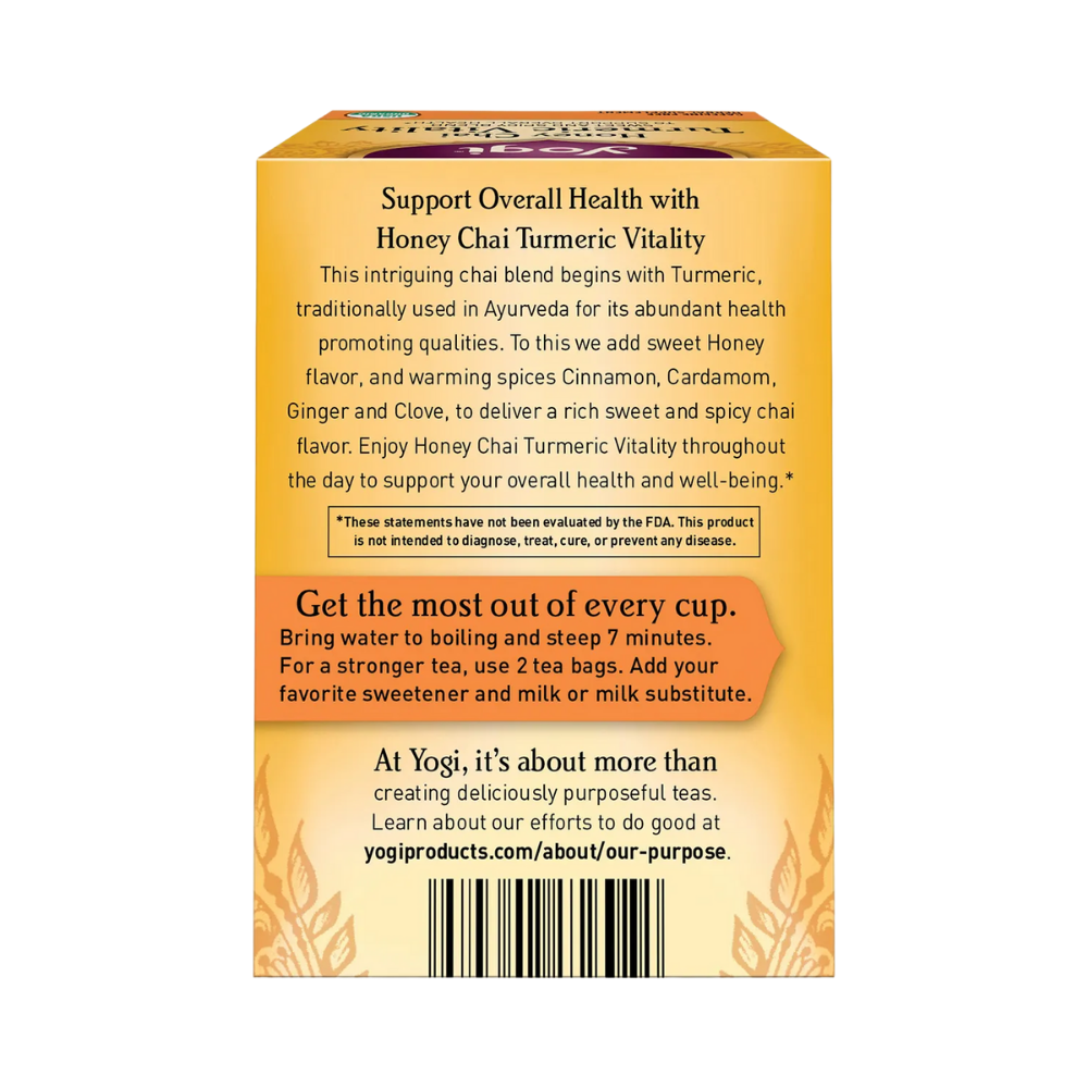 Yogi Tea Honey Chai Turmeric Vitality Herbal Tea 16 Tea Bags