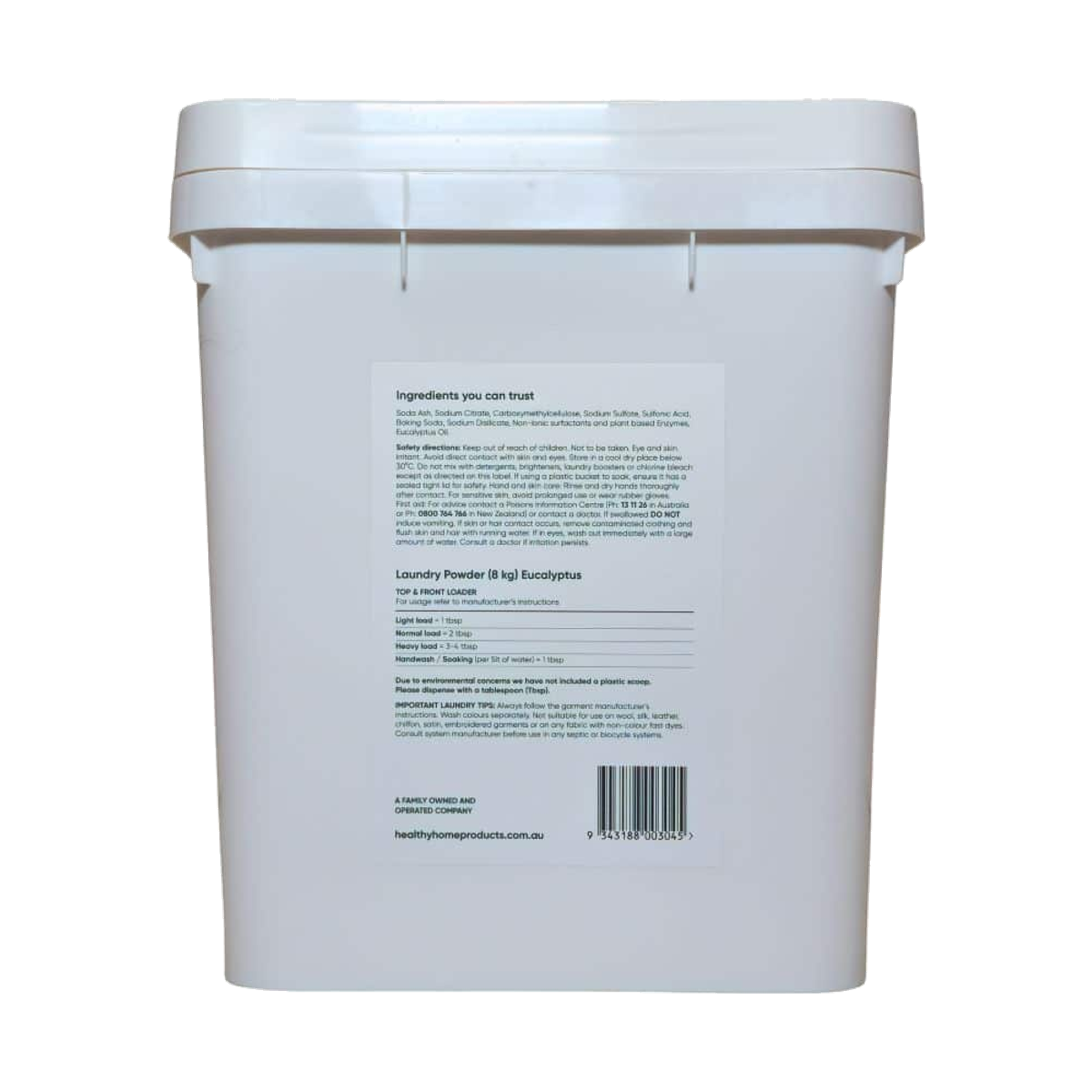 Abode Laundry Powder Eucalyptus 8kg — rear packshot
